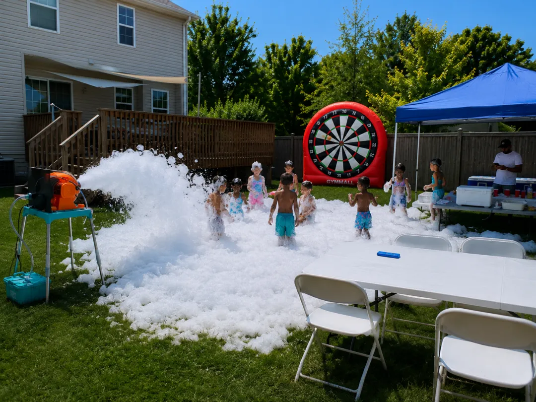 Backyard Foam Machine and Dart Board Party in Omaha, NE